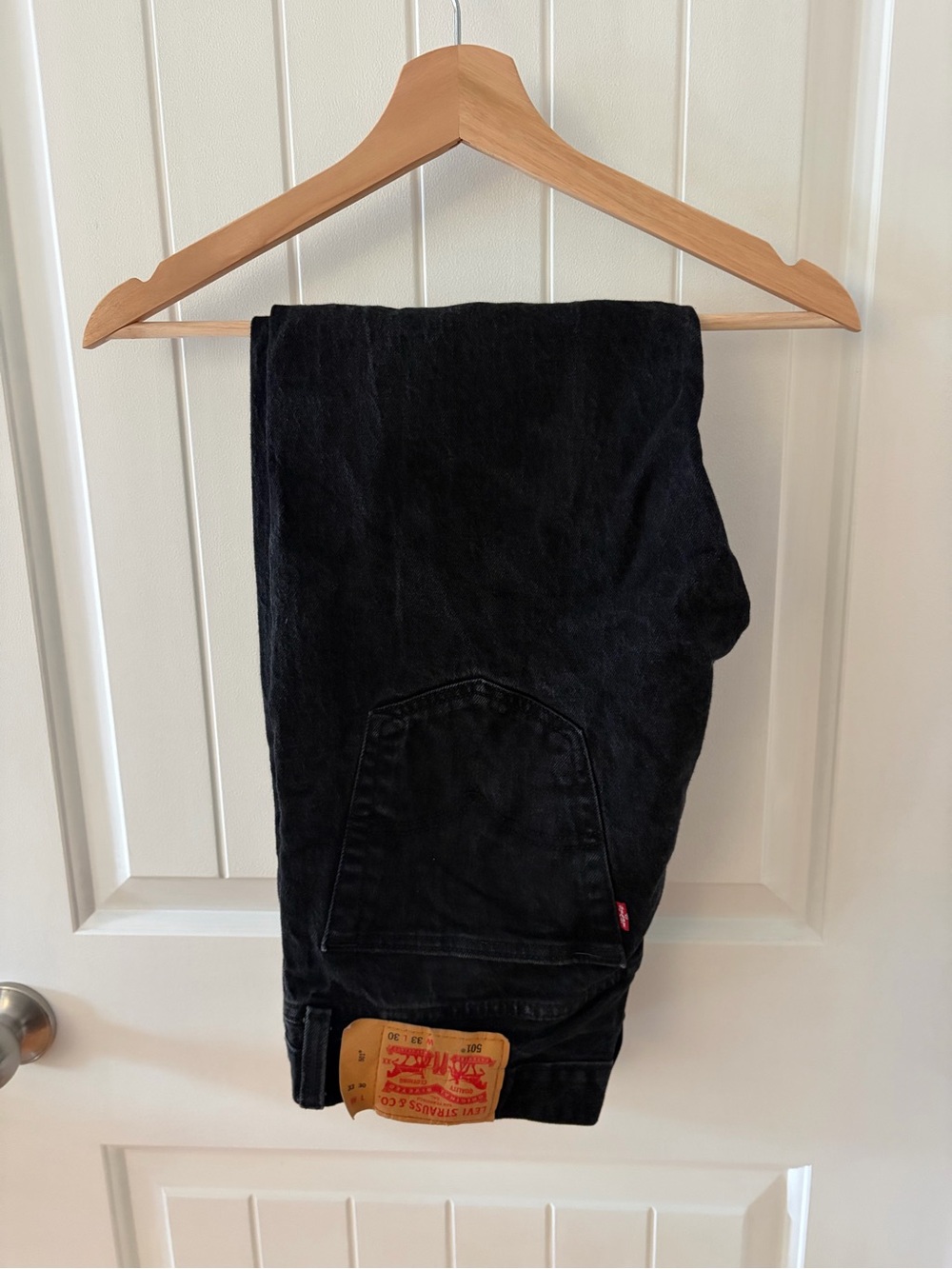 Levi’s 501 Original Straight Fit Jeans Black Faded Denim Button Fly